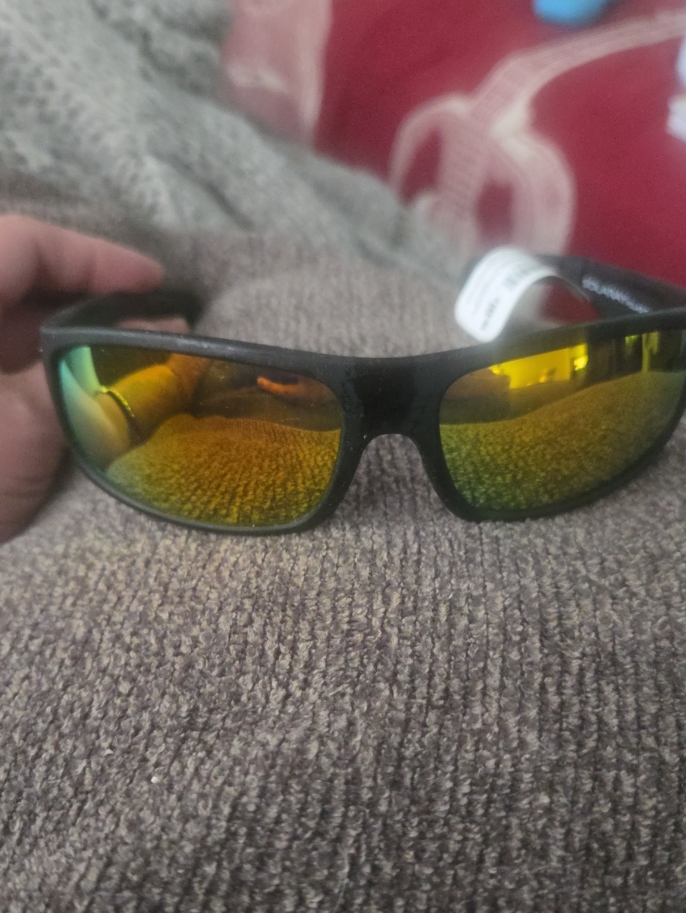 Men's Black Sunglasses with Gold Mirror Lenses